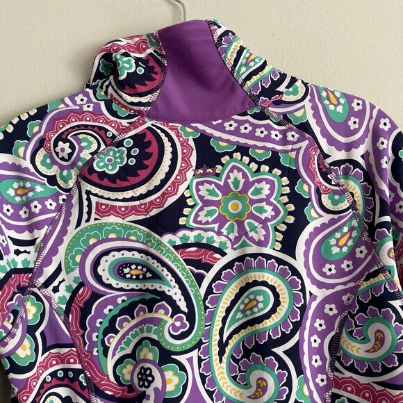 Peter Millar Quarter Zip Performance Pullover Womens XS Purple Paisley Golf - Picture 5 of 8